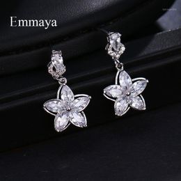 Stud Emmaya Season Arrival Dazzling Star-shape Silver Plated With Frame Zirconia For Ladies Shiny Earring Attractive In Party1