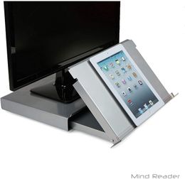 Monitor Adjustable and Portable Reading, Book, Tablet, iPad Stand, Document Holder Metal Riser with Easel, Silver