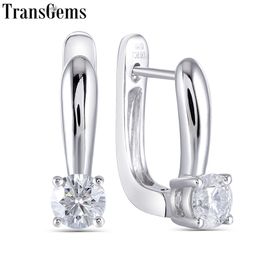 Transgems 14K White Gold 1.0CTW ct 5MM F Color Moissanite Hoop Earrings for Women Wedding Engagement Birthday Gift Y200620