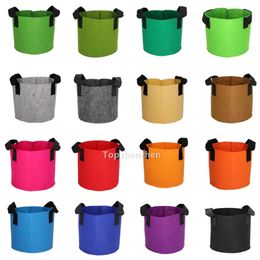 16Colors 1--20 Gallons Round Nonwoven Fabric Pots Grow Bags with Handles Economic Pots Garden Planting Containers Flowers Plant