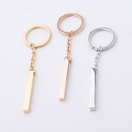 Keychains Fnixtar 20Pcs/Lot 3D Blank Bar Key Chain Mirror Polished Stainless Steel For DIY Making Keychain Womens Mens Jewelry