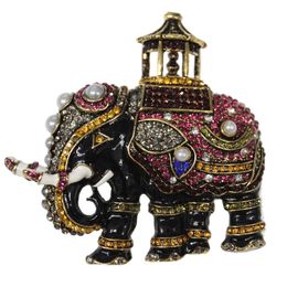 50pcs/lot Large Enamel Thailand Elephant Brooches Vintage Pear Rhinestone Crystal Animal Brooch Pin for Men Suit
