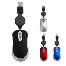 Mini USB Wired Mouse Retractable Cable Tiny Small Mouse 1600 DPI Optical Compact Travel Mice for Windows 98 2000 XP Vista Ve1