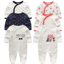 Winter Clothes Full Sleeve For Baby Boy 100%Cottom Warm Rompers 0-12M Newborn With Cartoon Print Cute Toddler Girl Clothing 201029