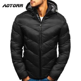 Winter Men's Coats Warm Thick Jackets Padded Casual Hooded Parkas Men Cotton Overcoats New Outdoor Zipper Windbreaker Coats 201217
