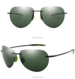 High Quality Classic Polarized Sunglasses Designer Men Women Driving Vintage Fashion Black Green Sport Frameless Goggle Outdoor Sun Glasses