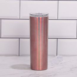 Newest 20oz Rainbow Printing Straight Cylinder Tumbler Bottle Skinny Double Wall Slim Insulated Tea Coffee Cup Tumbler