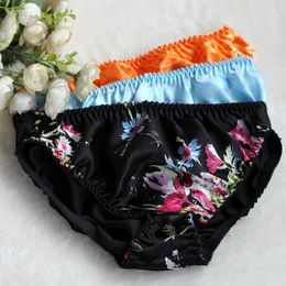 10 pcs ladies panties silk briefs Printed women's Underwear M L XL 201112