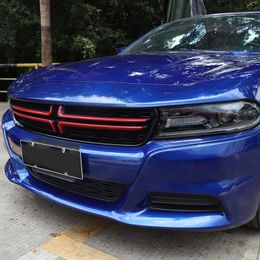 Red Car Front Mesh Grille Cover Dcoration Trim 4pcs For Dodge Charger 2015 UP Car Exterior Accessories3117