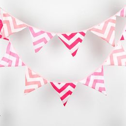 Wholesale- 3.2M Pink Wave Fabric Bunting Flags Handmade Personality Wedding Birthday Party Decoration Banner Customize Garland1