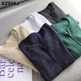 Autumn winter Glitter basic shinny Sweater Pullovers Women female v-neck loose casual sweater bling knit Jumpers top 201123