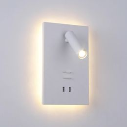 Topoch Modern LED Light Sconce Lamp With Dual Switch USB Ports For Bedroom Kids Reading Wall Spotlight Loft Adjustable Nightlight Indoor Lighting