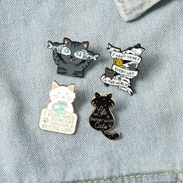 Cute Cartoon Cats Enamel Pins Colours High Quailty Fish Cat Brooches For Kids Gift Lapel Pin Clothes Bags