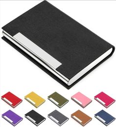New Business Card Files Stainless Steel PU Leather Cardcase Big Capacity Name Card Box Stationery Material Escolar