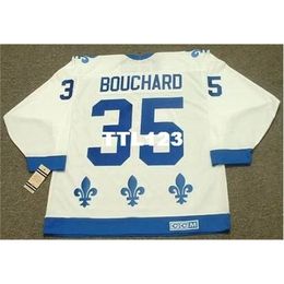 740 #35 DAN BOUCHARD Quebec Nordiques 1984 CCM Vintage Home Away Home Hockey Jersey or custom any name or number retro Jersey