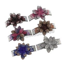 Elegant Rhinestone Flower Hairpin Ladies Banquet Performance Headdress Fashion Horsetail Buckle Barrette Hair Accessories