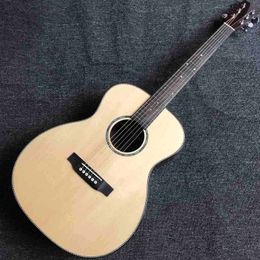 Custom Grand OM Body 28AA AAAA All SOLID Wood Spruce Acoustic Guitar Fishbone Binding Solid Rosewood Back Side