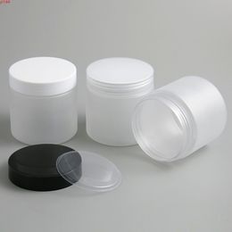 200G Frosted Empty PET Jars with Black White Clear Plastic Screw Lids 6.66oz Cosmetic cream make up Containers Packaginggood qualtity