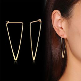 Hoop & Huggie Golden Big Triangle Earrings For Women Fashion Geometric Simple Statement Girls Lady Earrings1