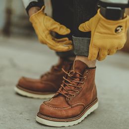 Vintage Genuine Leather Men's work style boots