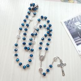 Catholic Jewellery Long Cross Crystal Rosary Necklace