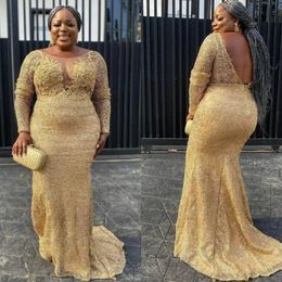 2022 Nuevo encaje de oro Ocasiones especiales Vestidos de talla grande Tamaño Negro Mujeres Manga larga Escote en barco V Abierto Vestido Formal Vestido Noche Elegante 2022 Nuevo encaje de oro Ocasiones especiales Vestidos de talla grande Tamaño Negro Mujeres Manga larga Escote en barco V Abierto Vestido Formal Vestido Noche Elegante