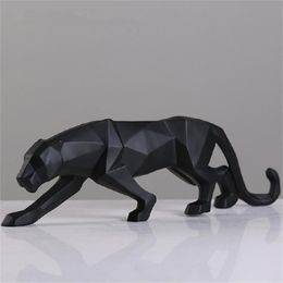 Leopard Statue Figurine Modern Abstract Geometric Style Resin Panther Animal Large Ornament Home Decoration Accessories 210727