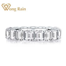 Wong Rain 925 Sterling Silver Emerald Cut Created Moissanite Gemstone Diamonds Wedding Engagement Ring Fine Jewelry Wholesale Y1124