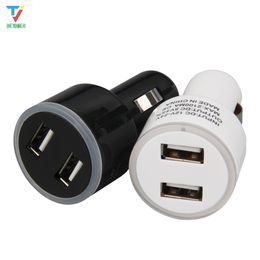 fast 2.1a 2 Dual USB Car Charger Adapter LED light 2USB black white Fast Charging For iPhone Samsung 100pcs/lot