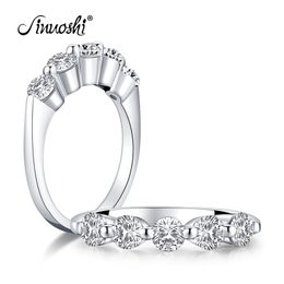 AINUOSHI 5 Stones Row Drill Wedding Band Ring 925 Sterling Silver Ring Simulated Diamond Engagement Wedding Band Ring Jewellery Y200106