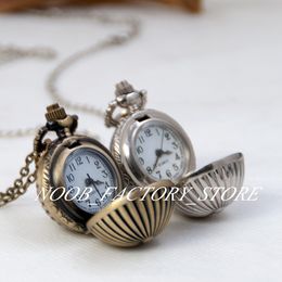 New Quartz Vintage Small Pumpkin Ball Pocket Necklace Necklace Sweater Chain Hanging Watch Jewellery Wholesale Gift Watch Bronze Colour Steel