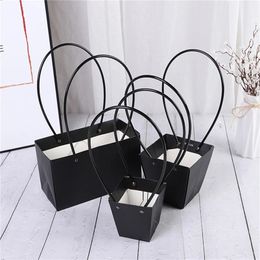 Paper Flower Basket Portable Flowers Boxes Paper PVC Gift Box Jewelry Packaging Portable Flower Basket Handy Flower Bags