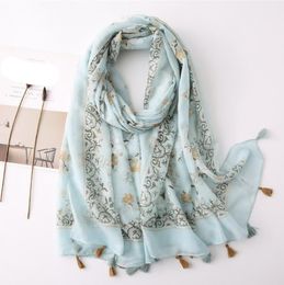 Free shipping Floral Cotton Viscose Print Scarf Muslim Hijab Muffler Head Wrap flower Quality Scarves Wholesale Retail Hot