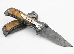 New Classic 339 Assisted Fast Open Flipper Folding blade knife 440C Drop Point Blade Wood & Steel Handle EDC Knives
