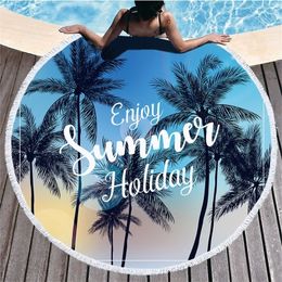 Tropical Printed Bath Towel Beach Towel Tassel Round Microfibre Compressed Travel Bathroom Towels Bath Towels for Adults Shower 201027