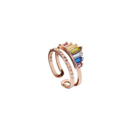 Rainbow Ring Double Band for Women Girls, Adjustable Wide Band Stacking Rainbow Rings New Fashion Jewellery