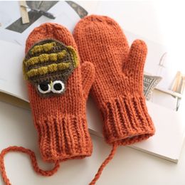 Fashion-Women Winter Warmer Knitted Crochet Wrist Cartoon Girl Gloves