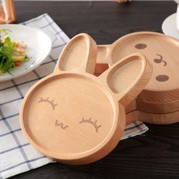 Kawaii Rabbit Face Cute Food Fruits Dish Kid's Wooden Plate Wood Dinner Plates 201214