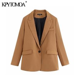 Vintage Stylish Pockets Office Lady Blazers Coat Women 2020 Fashion Notched Collar Long Sleeve Outerwear Casual Chaqueta Mujer LJ200907