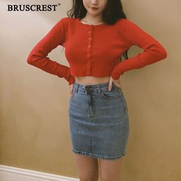 Fall 2019 Knitted Cardigan Button Up Korean Cute Sweaters Cropped Cardigan Women Kawaii Crop Sweater Knitting Top Streetwear T200101
