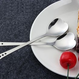 New Heart Shape Stainless Steel Coffee Spoon Dessert Sugar Stirring Spoon Ice Cream yogurt Honey Spoons Kitchen RRE12711