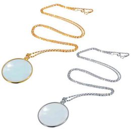 Decorative Monocle Necklace With 5x Magnifier Magnifying Glass Pendant Gold Plated Chain Necklace For Women Jewelry G220310