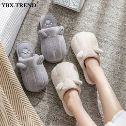 Women Short Plush Slippers Animal Ears Warm Women's Shoes Ladies Soft Indoor Flats Female Winter Cute Furry Slippers New Y201026