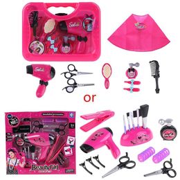 Kids Hair Salon Kit Girl Pretend Play Hairdressing Simulation Toy for Toddler LJ201009