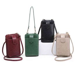 Evening Bags Shoulder 2023 New Phone Ostrich Pattern Clutch Crossbody Python Card Wallets for Women 220233