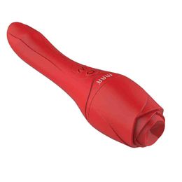 NXY Vibrators Silicone 10 Speed Dildo g Spot Vibrator for Women Soft Wand Female Clitoris Pussy Red Sex Toys Rose Shape Heated Vibratorh 0104