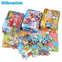 Hot 100 Pieces Wooden Puzzle Kids Cartoon Jigsaw Puzzles Baby Educational Learning Interactive Toys for Children Christmas Gifts 201218