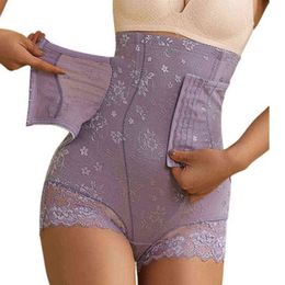 2021 Hot Corset Lace High Waist Abdominal Pants Women's Postpartum Breasted Body Post-Take Off Body Shaper Body Pants Underwear Y220311