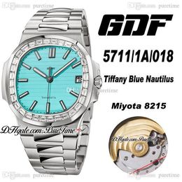 GDF 5711/1A/018 Miyota 8215 Automatic Mens Watch 170 Anniversary Limited Edition Tiffan9 Blue Dial Square Diamond Bezel Stainless Steel Bracelet Watches Puretime