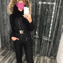 Women One-piece Suit Ski Suit jumpsuit Cotton Parkas Winter Warm Women's Hooded Slim Female Sets 2019 Fashion Ladies Clothing T200303